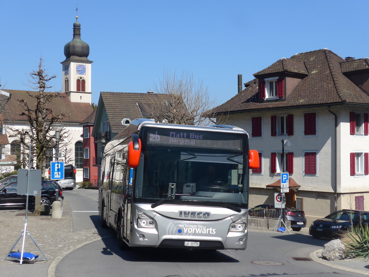 (203'329) - AAGR Rothenburg - Nr. 68/LU 15'770 - Iveco am 30. M�rz 2019 beim Bahnhof Hergiswil