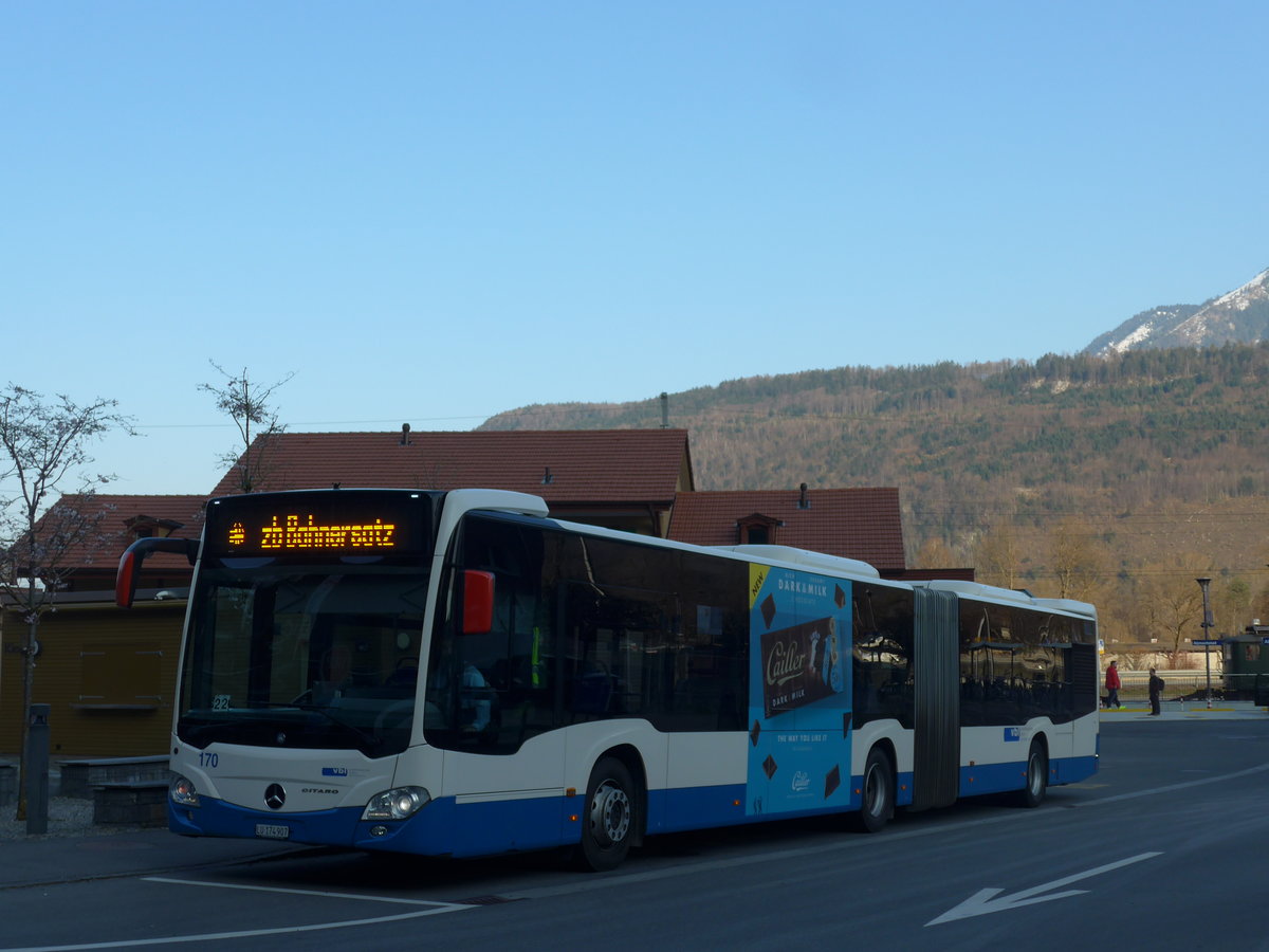 (203'408) - VBL Luzern - Nr. 170/LU 174'907 - Mercedes am 30. M�rz 2019 beim Bahnhof Alpnachstad