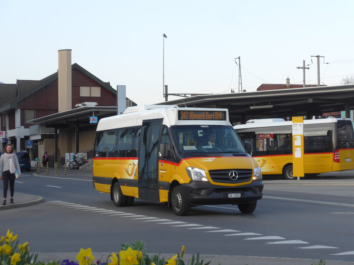 (203'421) - PostAuto Zentralschweiz - Nr. 15/OW 10'005 - Mercedes (ex Dillier, Sarnen Nr. 15) am 30. M�rz 2019 beim Bahnhof Sarnen