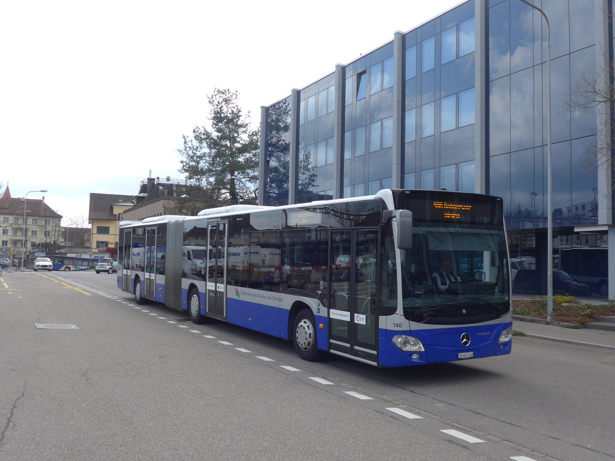 (203'509) - VZO Gr�ningen - Nr. 140/ZH 463'140 - Mercedes am 7. April 2019 beim Bahnhof K�snacht