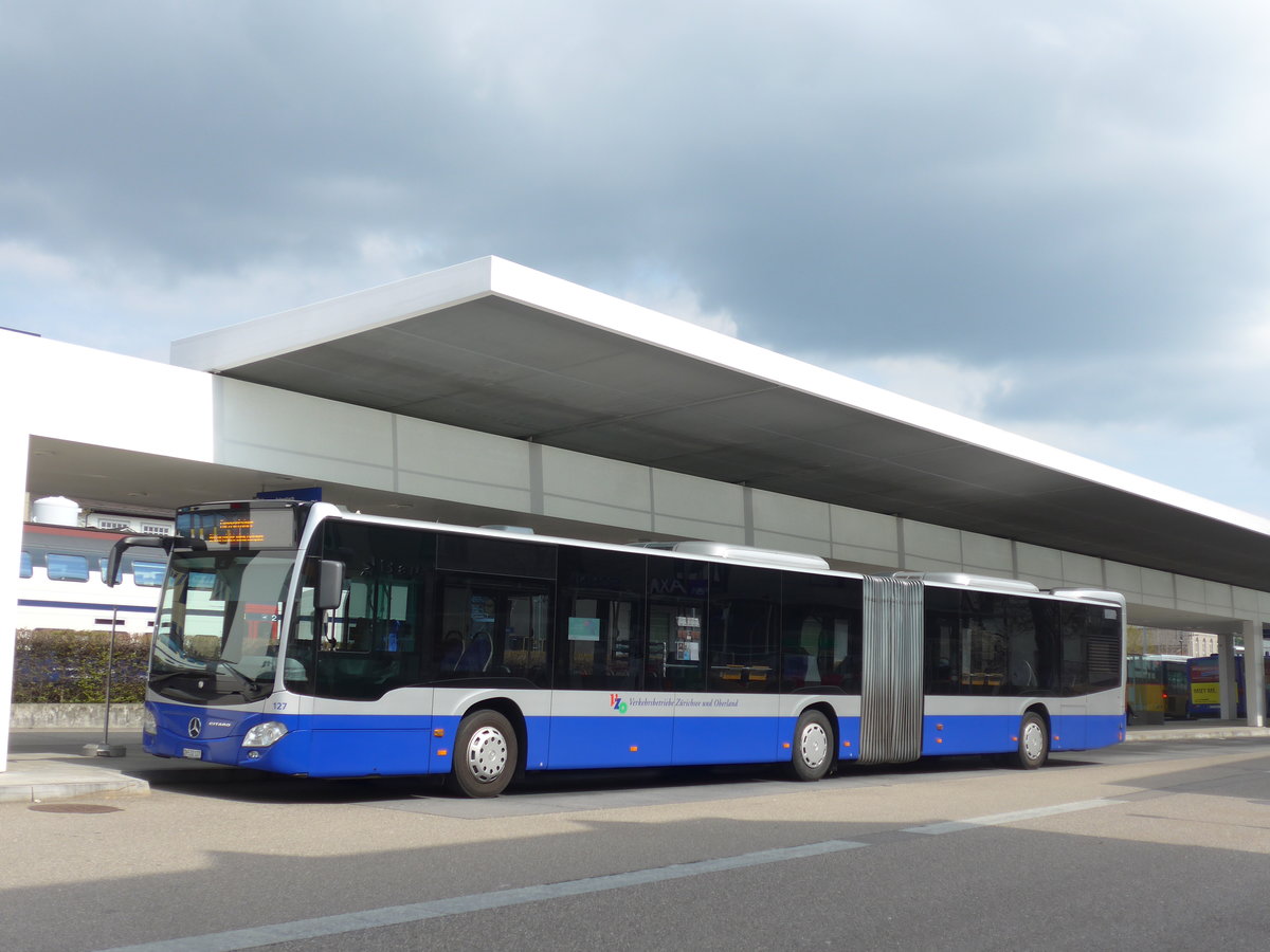 (203'529) - VZO Gr�ningen - Nr. 127/ZH 532'127 - Mercedes am 7. April 2019 beim Bahnhof Meilen