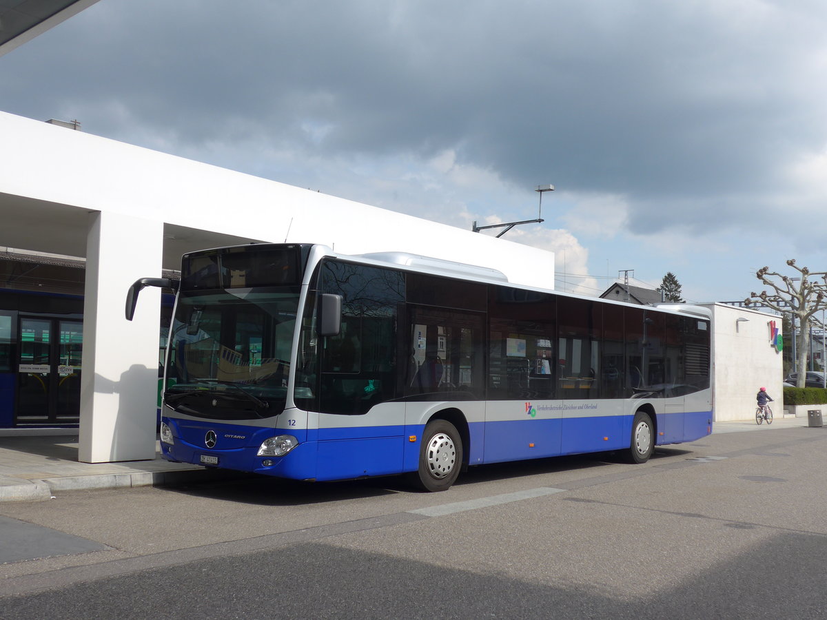 (203'531) - VZO Gr�ningen - Nr. 12/ZH 41'412 - Mercedes am 7. April 2019 beim Bahnhof Meilen