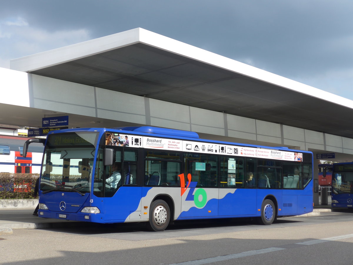 (203'538) - VZO Gr�ningen - Nr. 43/ZH 182'043 - Mercedes am 7. April 2019 beim Bahnhof Meilen