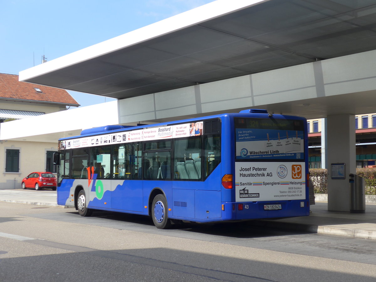 (203'542) - VZO Gr�ningen - Nr. 43/ZH 182'043 - Mercedes am 7. April 2019 beim Bahnhof Meilen