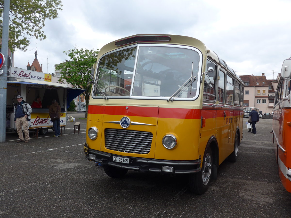 (203'948) - Aus der Schweiz: Schmid, Th�rishaus - Nr. 9/BE 26'105 - Saurer/R&J (ex Geiger, Adelboden Nr. 9) am 26. April 2019 in Haguenau, Parkplatz