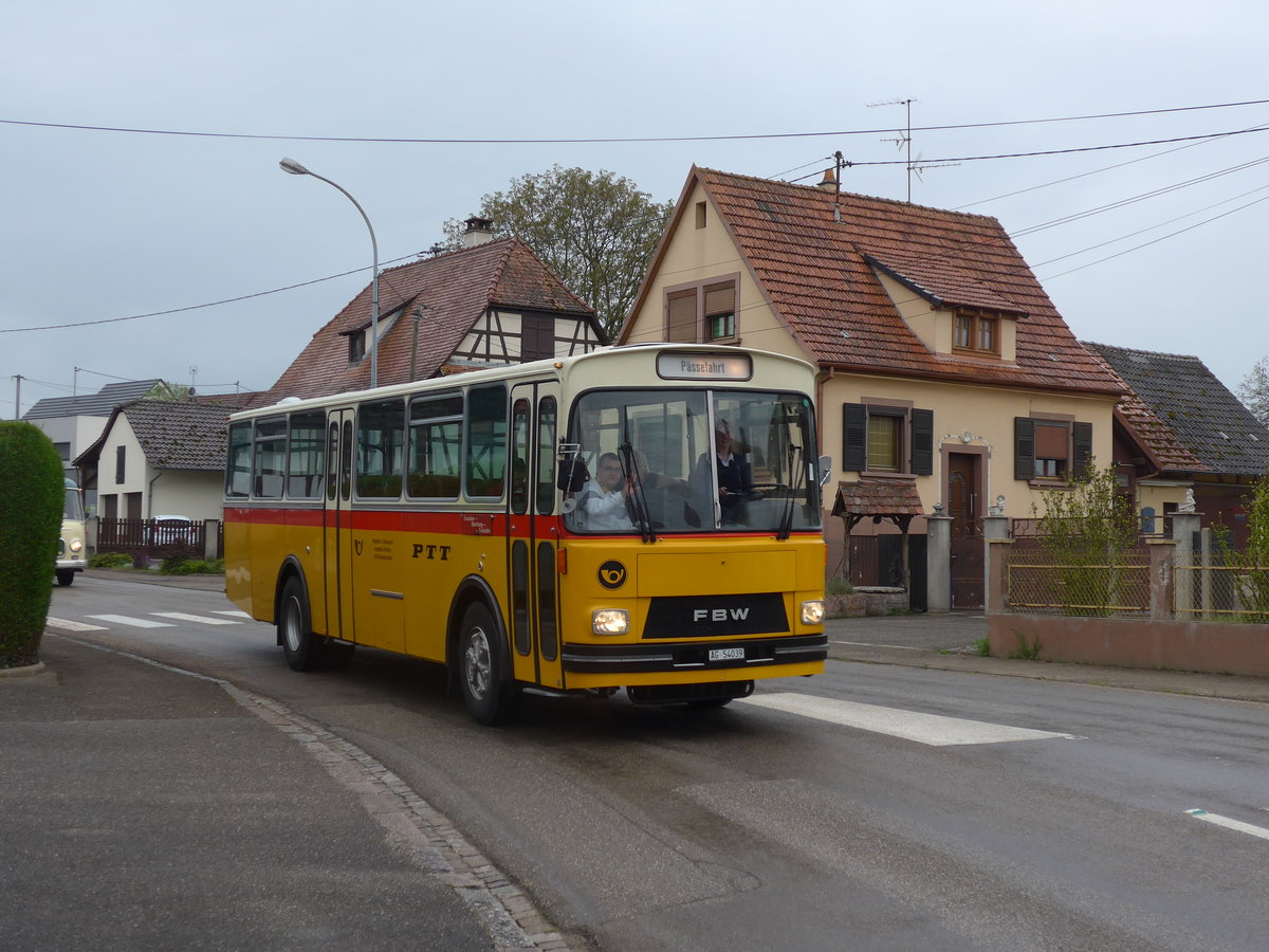 (204'204) - Aus der Schweiz: Birchler, Remetschwil - AG 54'039 - FBW/T�scher (ex Gerber, Winkel; ex Eggenberger, M�riken; ex Tanner, Bubendorf; ex P 24'803) am 27. April 2019 in Stundwiller, Rue Principale