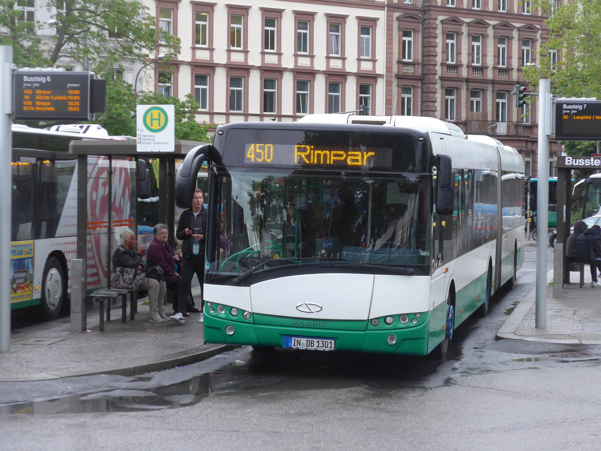 (204'674) - RegioBus Bayern, Ingoldstadt - IN-DB 1301 - Solaris am 9. Mai 2019 beim Bahnhof W�rzburg
