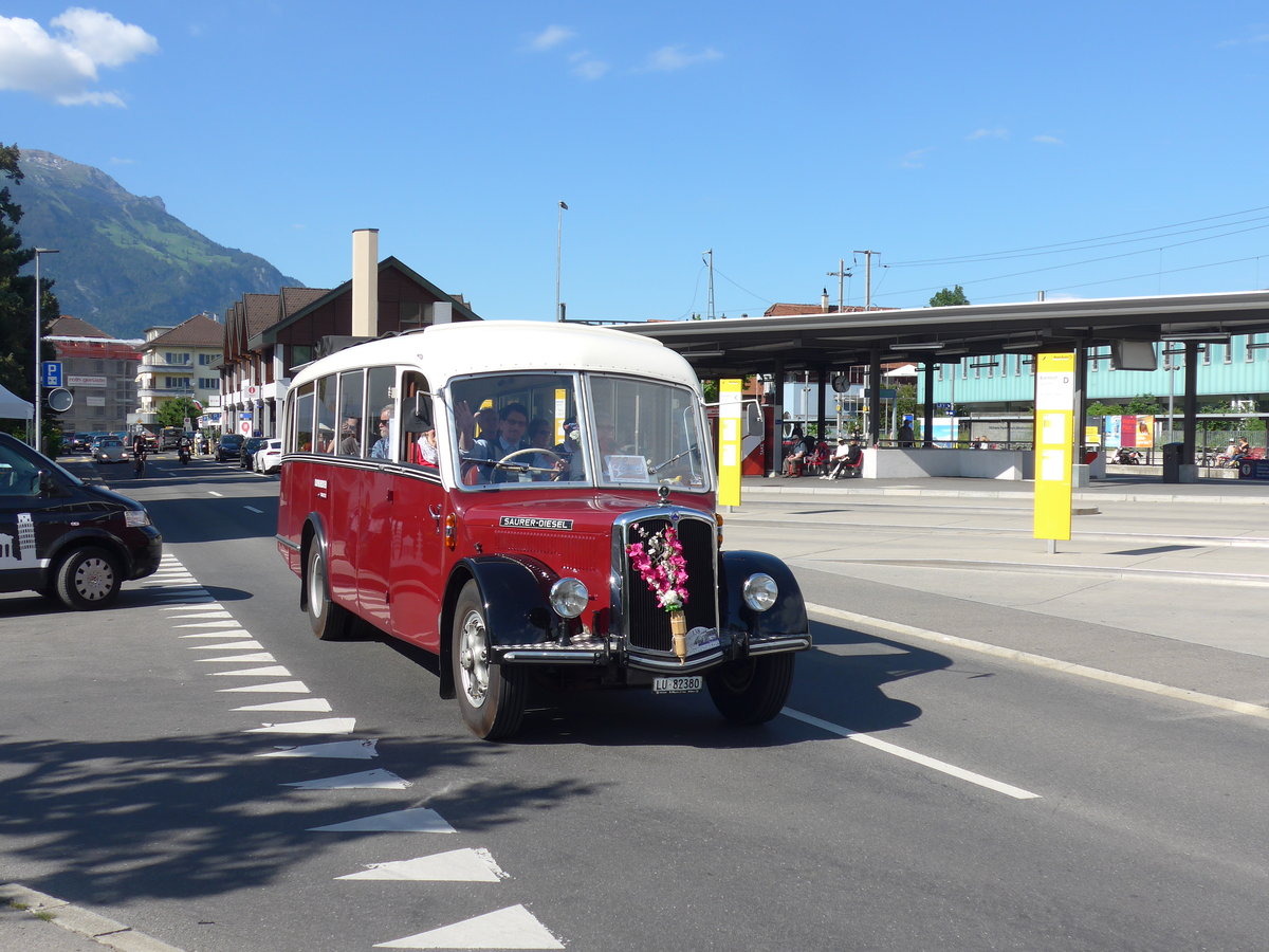(206'168) - Bechter, Kriens - LU 82'380 - Saurer/Krapf (ex M�nch, D-Marienberg; ex Spirig, Widnau; ex RhV Altst�tten Nr. 33; ex Th�r, Eichberg) am 8. Juni 2019 in Sarnen, OiO
