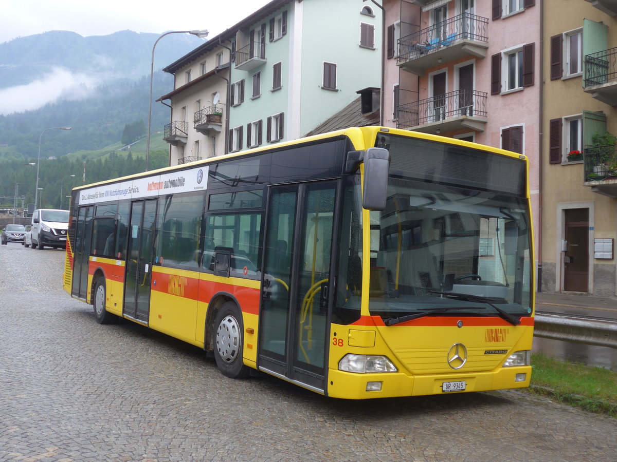 (206'241) - Meyer, G�schenen - Nr. 38/UR 9345 - Mercedes (ex BLT Oberwil Nr. 38) am 9. Juni 2019 beim Bahnhof Airolo