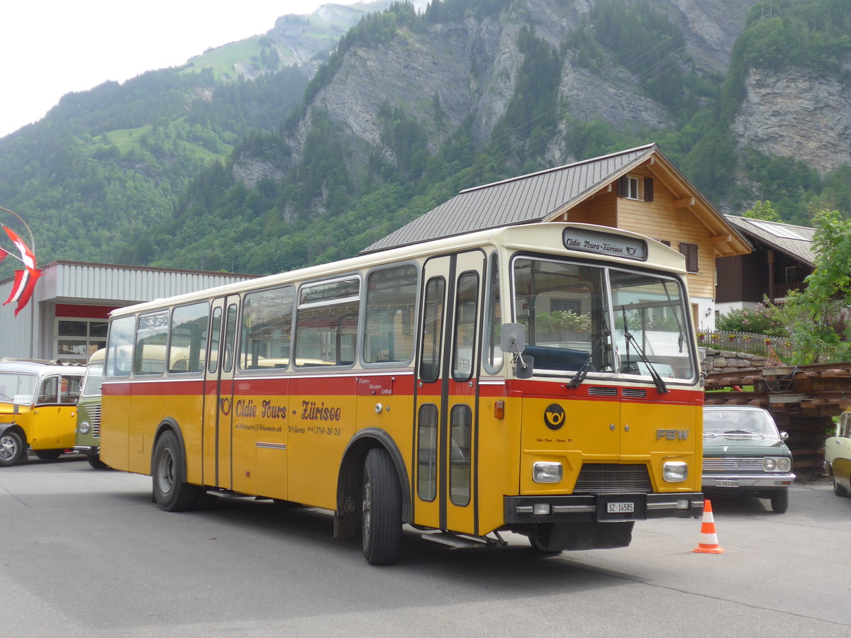 (206'272) - Oldie-Tours Z�risee, Wollerau - Nr. 15/SZ 14'585 - FBW/Hess am 15. Juni 2019 in Elm, Station