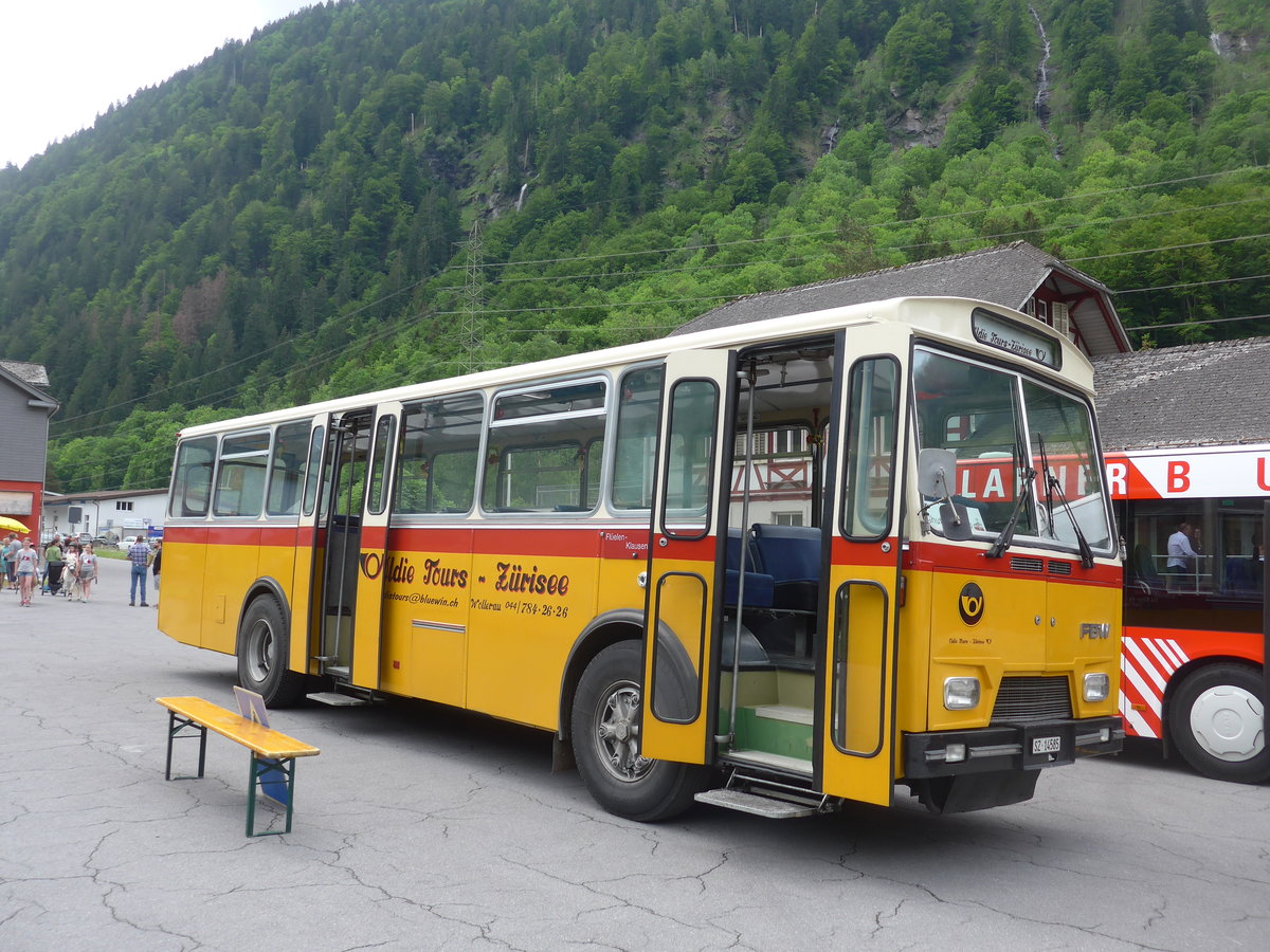 (206'370) - Oldie-Tours Z�risee, Wollerau - Nr. 15/SZ 14'585 - FBW/Hess am 15. Juni 2019 in Engi, Garage AS
