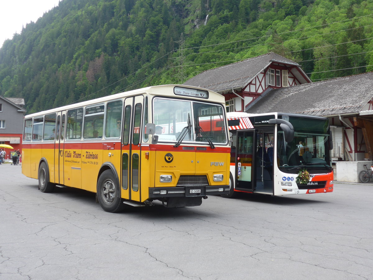 (206'371) - Oldie-Tours Z�risee, Wollerau - Nr. 15/SZ 14'585 - FBW/Hess am 15. Juni 2019 in Engi, Garage AS