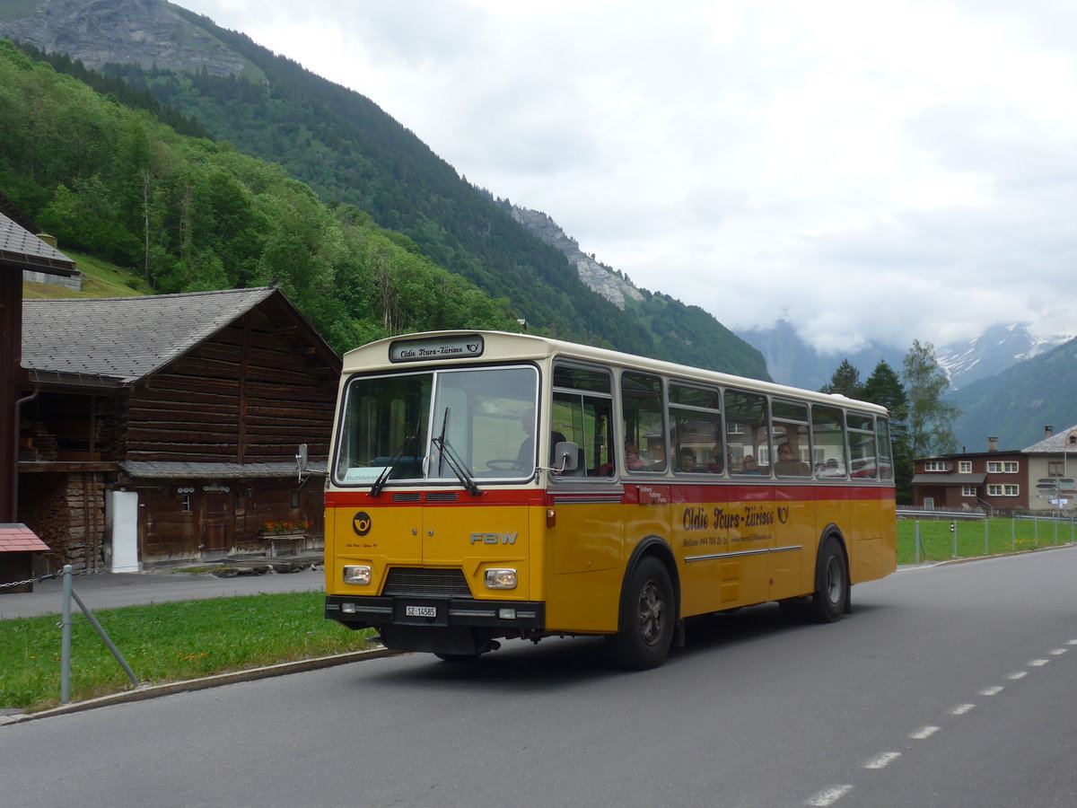 (206'399) - Oldie-Tours Z�risee, Wollerau - Nr. 15/SZ 14'585 - FBW/Hess am 15. Juni 2019 in Elm, Station