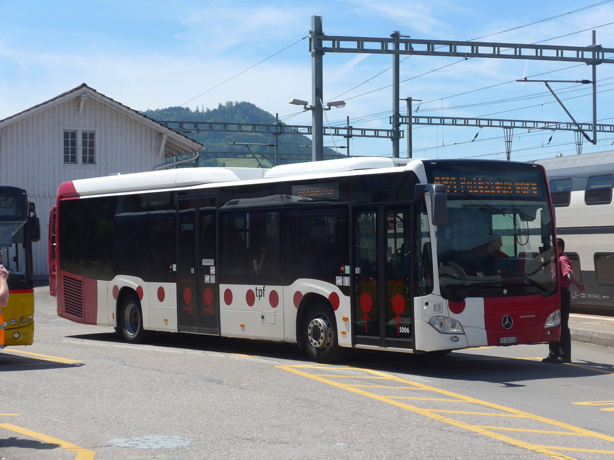 (206'787) - TPF Fribourg - Nr. 1006/FR 300'248 - Mercedes am 24. Juni 2019 beim Bahnhof Pal�zieux