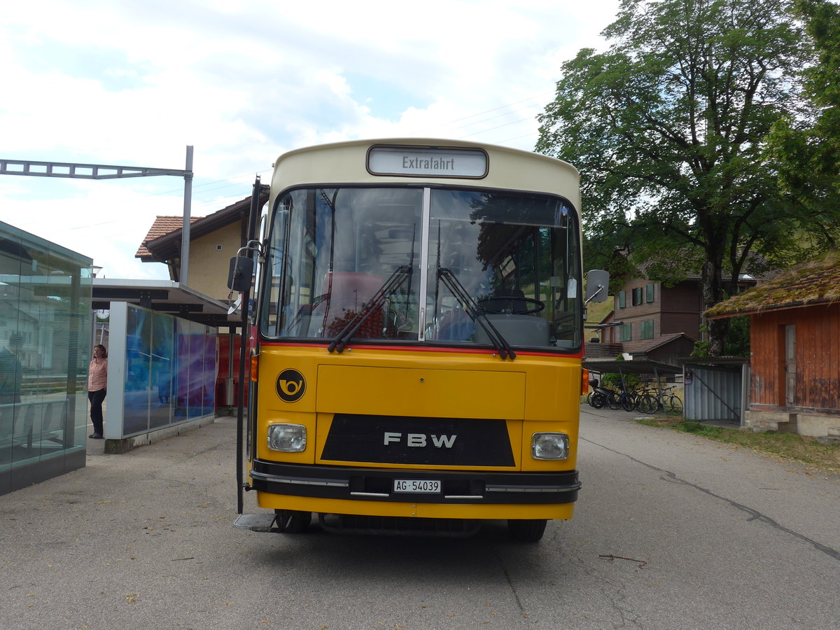 (207'478) - Birchler, Remetschwil - AG 54'039 - FBW/T�scher (ex Gerber, Winkel; ex Eggenberger, M�riken; ex Tanner, Bubendorf; ex P 24'803) am 7. Juli 2019 beim Bahnhof Emmenmatt