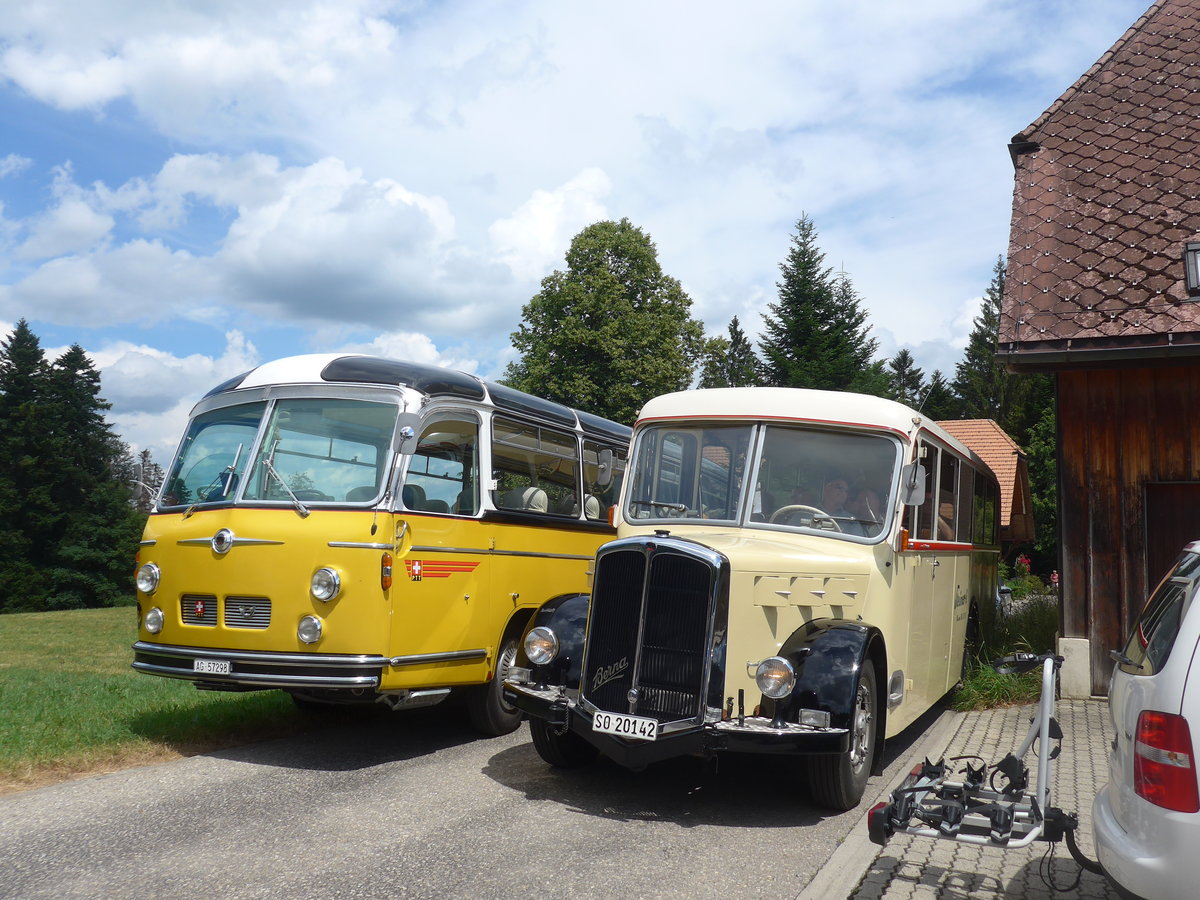 (207'507) - Zimmerli J., Oftringen - AG 57'298 - Berna/T�scher (ex Stutz, Oberlunkhofen; ex Leu, Schongau; ex Wicki, Bremgarten; ex P 22'054; ex P 20'704) + Steiner, Messen - SO 20'142 - Berna/Hess (ex B�rtschi, Biberen) am 7. Juli 2019 in Waldh�usern, Kurhaus