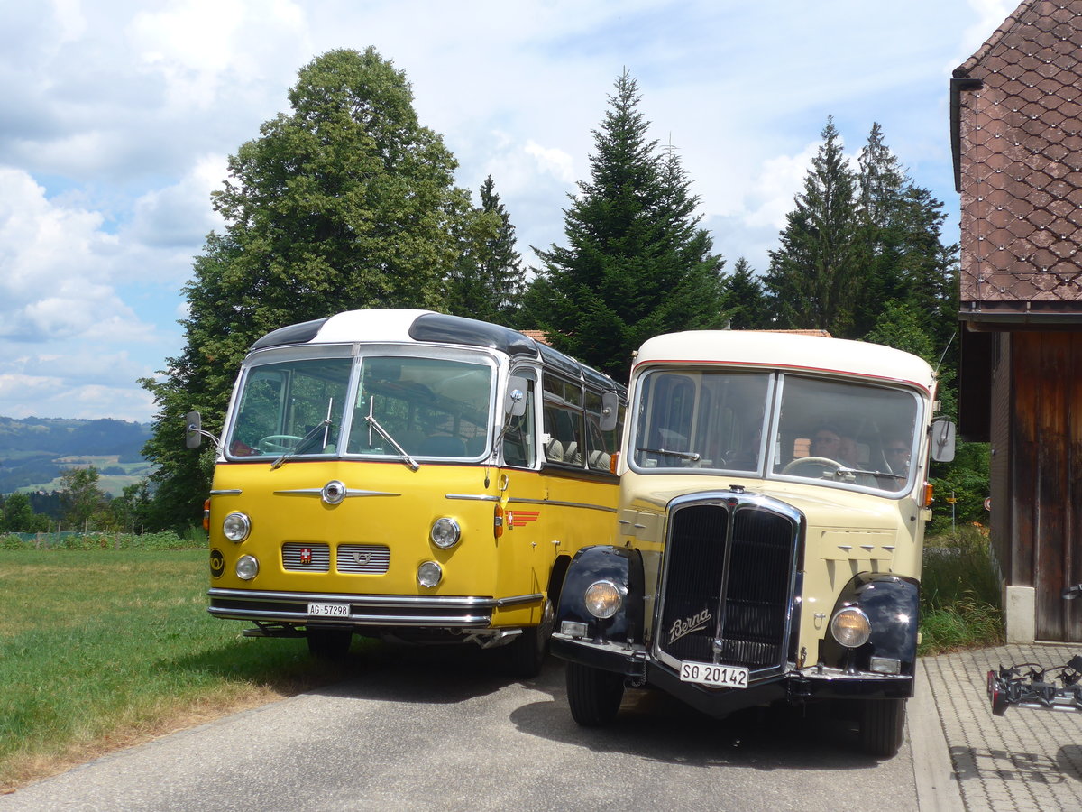 (207'508) - Zimmerli J., Oftringen - AG 57'298 - Berna/T�scher (ex Stutz, Oberlunkhofen; ex Leu, Schongau; ex Wicki, Bremgarten; ex P 22'054; ex P 20'704) + Steiner, Messen - SO 20'142 - Berna/Hess (ex B�rtschi, Biberen) am 7. Juli 2019 in Waldh�usern, Kurhaus