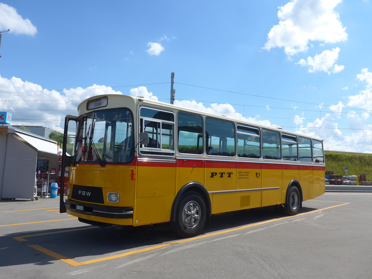 (207'528) - Birchler, Remetschwil - AG 54'039 - FBW/T�scher (ex Gerber, Winkel; ex Eggenberger, M�riken; ex Tanner, Bubendorf; ex P 24'803) am 7. Juli 2019 beim Bahnhof Biglen