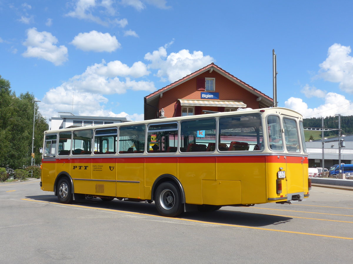 (207'529) - Birchler, Remetschwil - AG 54'039 - FBW/T�scher (ex Gerber, Winkel; ex Eggenberger, M�riken; ex Tanner, Bubendorf; ex P 24'803) am 7. Juli 2019 beim Bahnhof Biglen