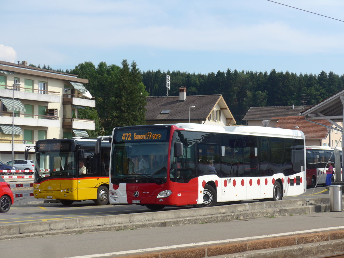 (208'139) - TPF Fribourg - Nr. 1025/FR 300'338 - Mercedes am 22. Juli 2019 beim Bahnhof Pal�zieux