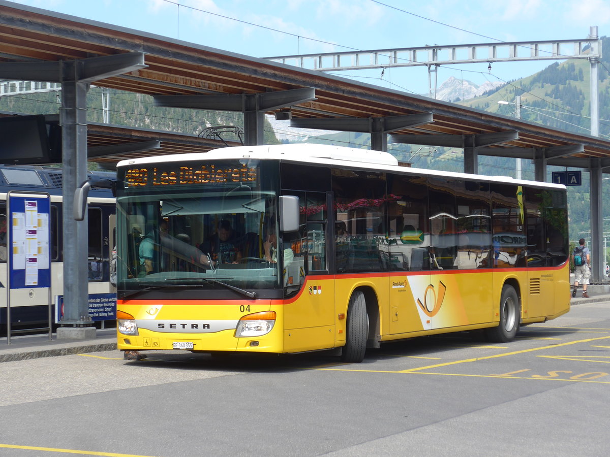 (208'504) - K�bli, Gstaad - Nr. 4/BE 360'355 - Setra am 5. August 2019 beim Bahnhof Gstaad