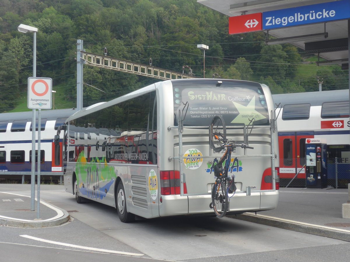 (208'758) - AWA Amden - Nr. 8/SG 39'008 - MAN am 17. August 2019 beim Bahnhof Ziegelbr�cke