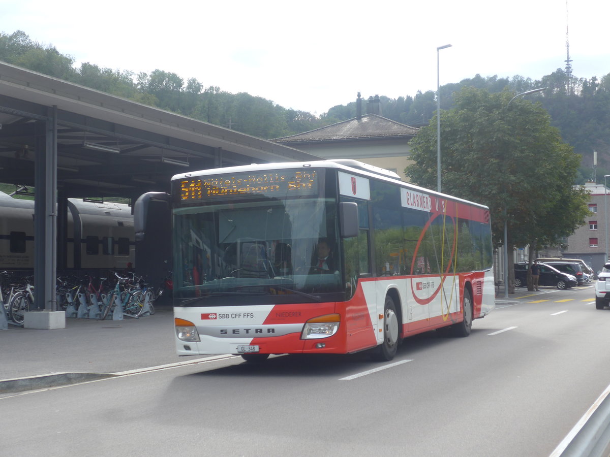 (208'762) - Niederer, Filzbach - Nr. 26/GL 348 - Setra am 17. August 2019 beim Bahnhof Ziegelbr�cke