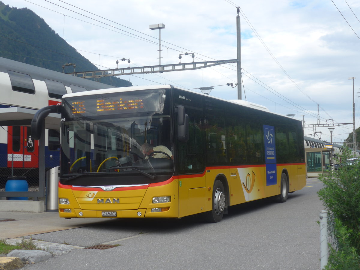 (208'770) - PostAuto Ostschweiz - SG 436'003 - MAN am 17. August 2019 beim Bahnhof Ziegelbr�cke