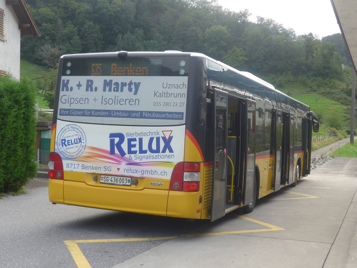 (208'771) - PostAuto Ostschweiz - SG 436'003 - MAN am 17. August 2019 beim Bahnhof Ziegelbr�cke
