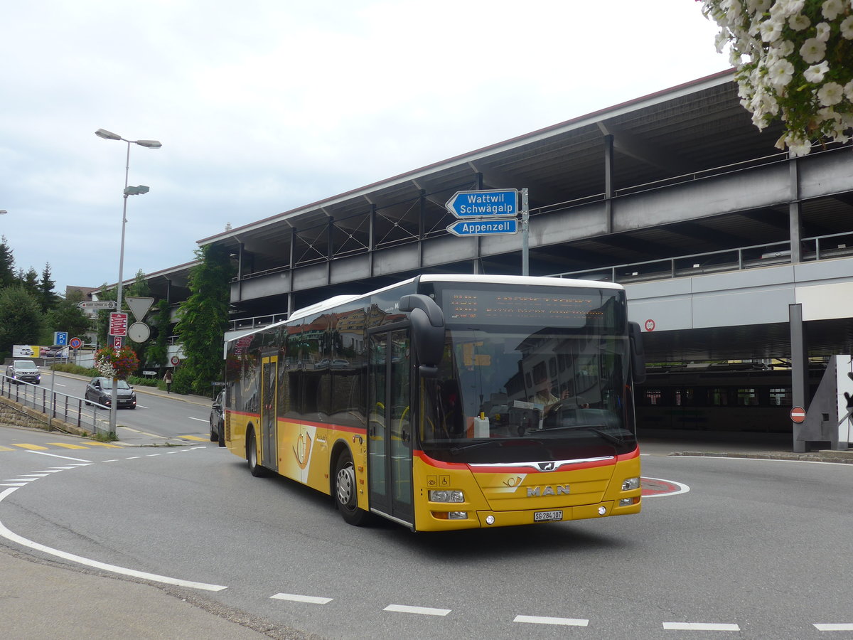(208'912) - Postautobetriebe Unteres Toggenburg, L�tisburg - SG 284'107 - MAN am 17. August 2019 beim Bahnhof Herisau 
