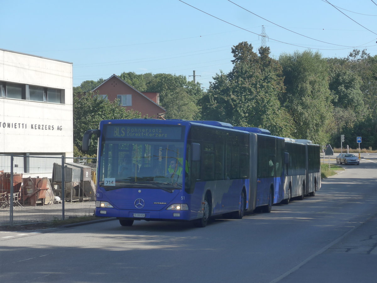(209'668) - VZO Gr�ningen - Nr. 51/FR 300'658 - Mercedes am 15. September 2019 in Kerzers, Industriestrasse (Einsatz Intertours)