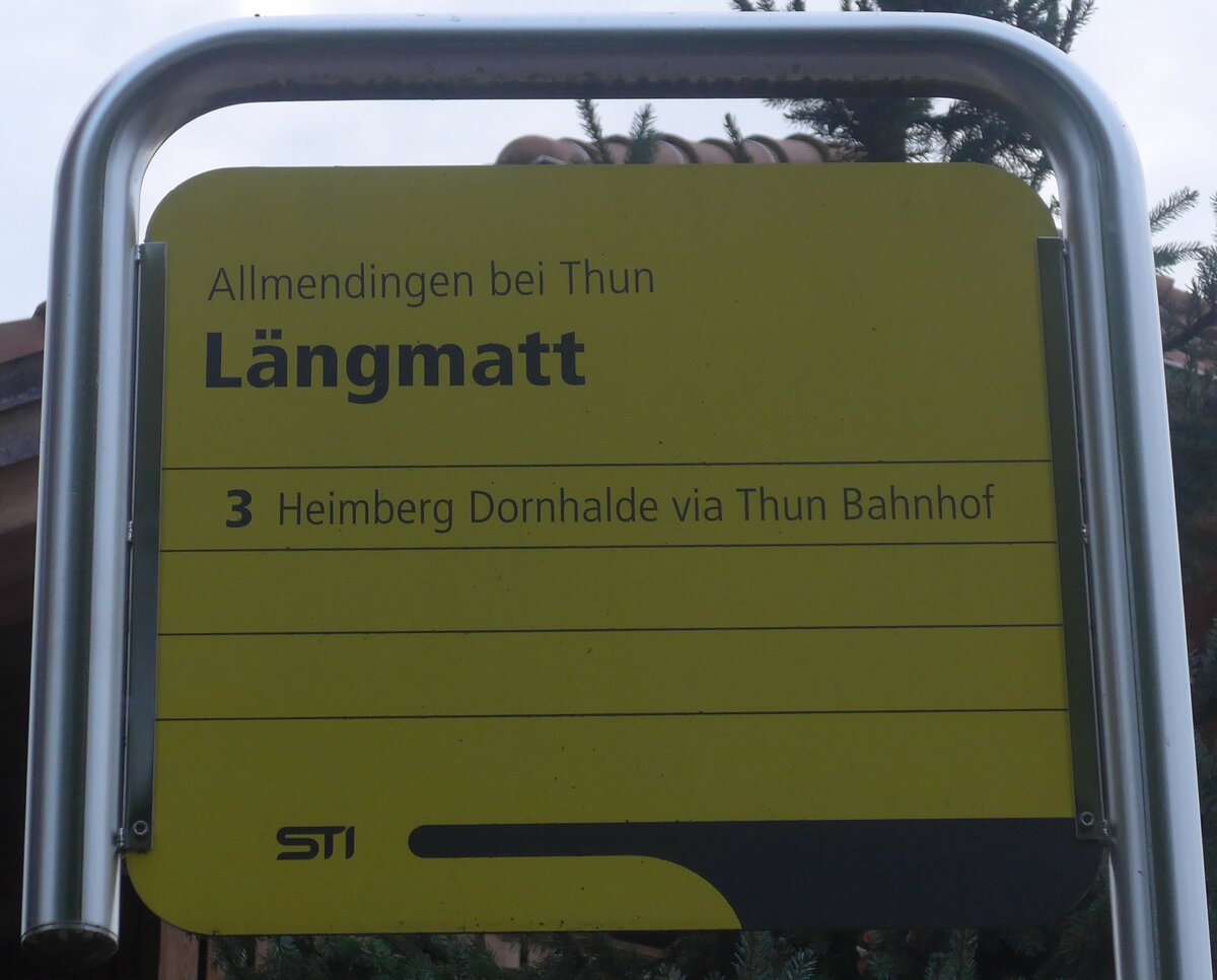 (209'732) - STI-Haltestellenschild - Allmendingen bei Thun, L�ngmatt - am 22. September 2019