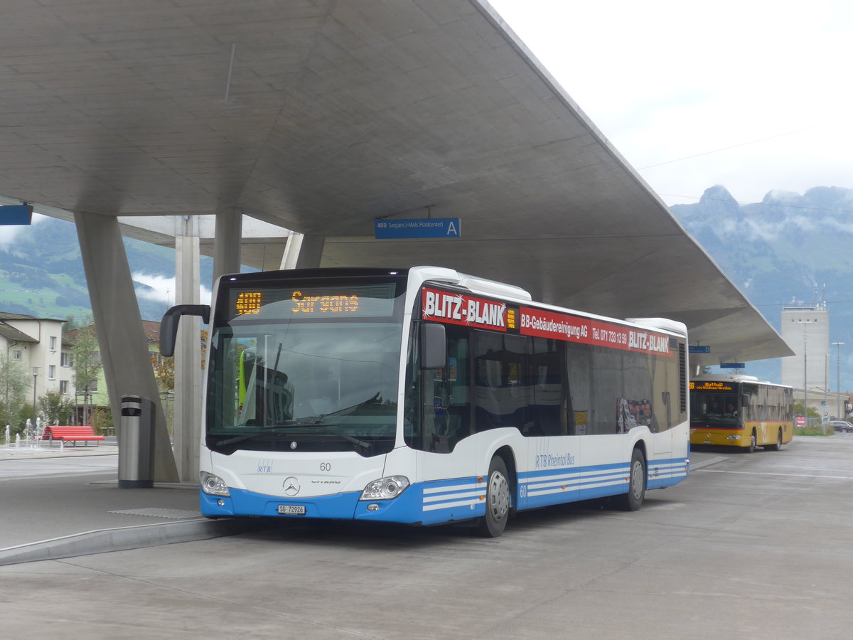 (209'981) - RTB Altst�tten - Nr. 60/SG 72'926 - Mercedes am 6. Oktober 2019 beim Bahnhof Buchs