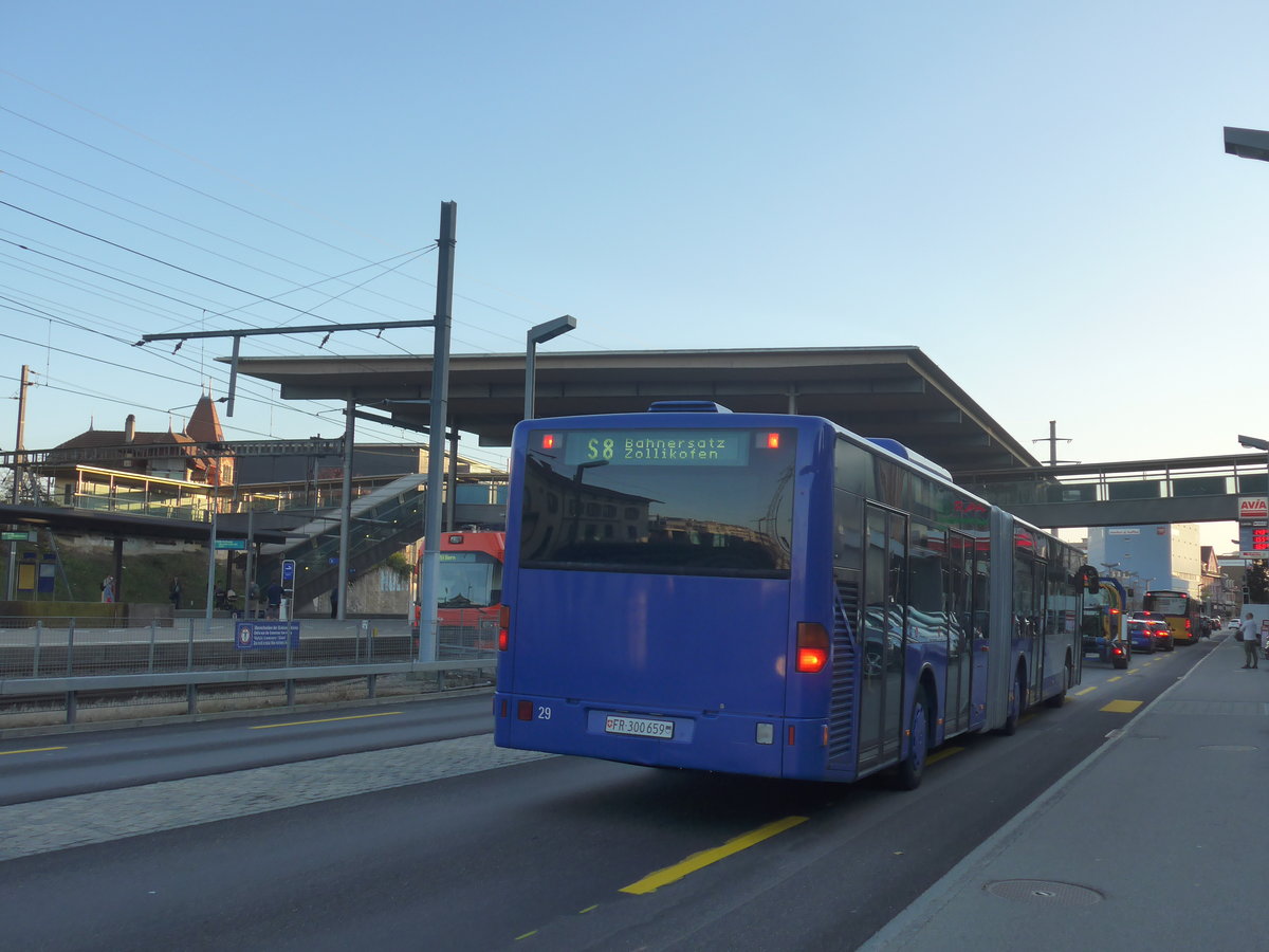 (210'369) - VZO Gr�ningen - Nr. 29/FR 300'659 - Mercedes am 14. Oktober 2019 beim Bahnhof Zollikofen (Einsatz Intertours)