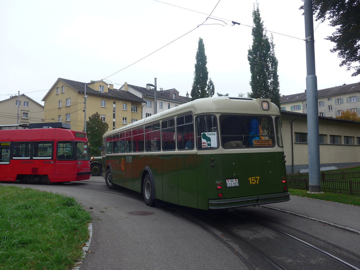 (210'452) - SVB Bern (Bernmobil historique) - Nr. 157/BE 113'157 - FBW/Gangloff am 20. Oktober 2019 in Bern, Weissenb�hl