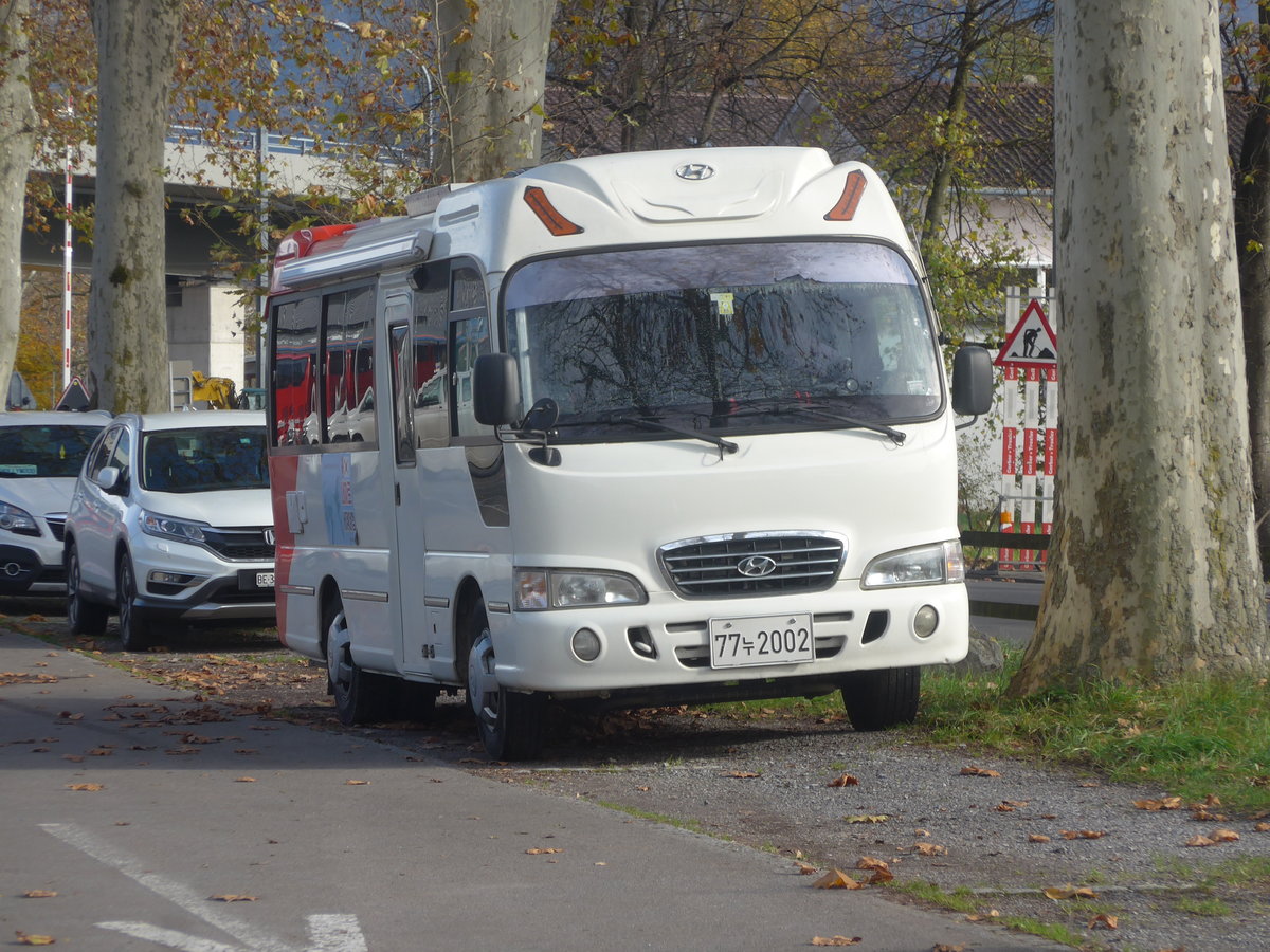 (211'024) - Aus S�dkorea: ??? - 77LT2002 - Hyundai am 11. Oktober 2019 beim Bahnhof Interlaken Ost