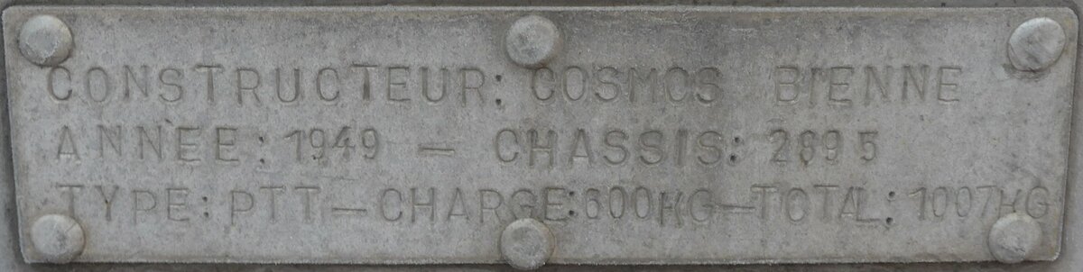 (212'693) - Typenschild - Cosmos-Anh�nger - am 8. Dezember 2019 in Sierre, Garage TSAR
