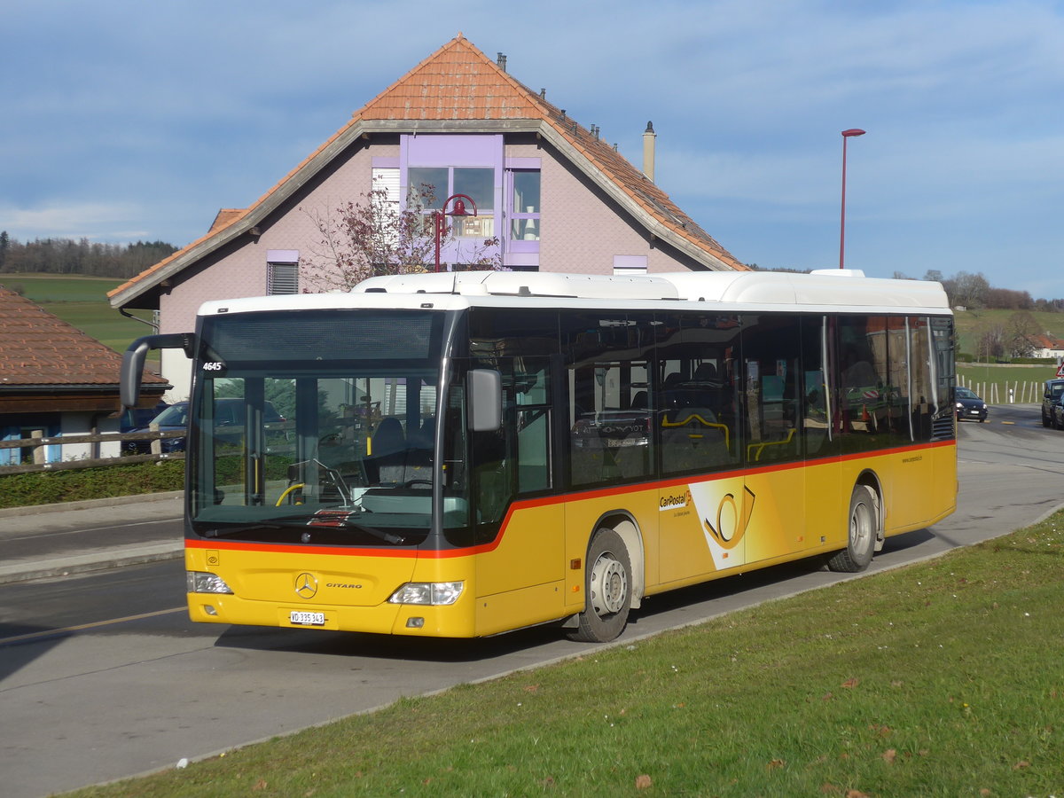 (212'791) - CarPostal Ouest - VD 335'343 - Mercedes am 8. Dezember 2019 in Thierrens, Gare Routi�re