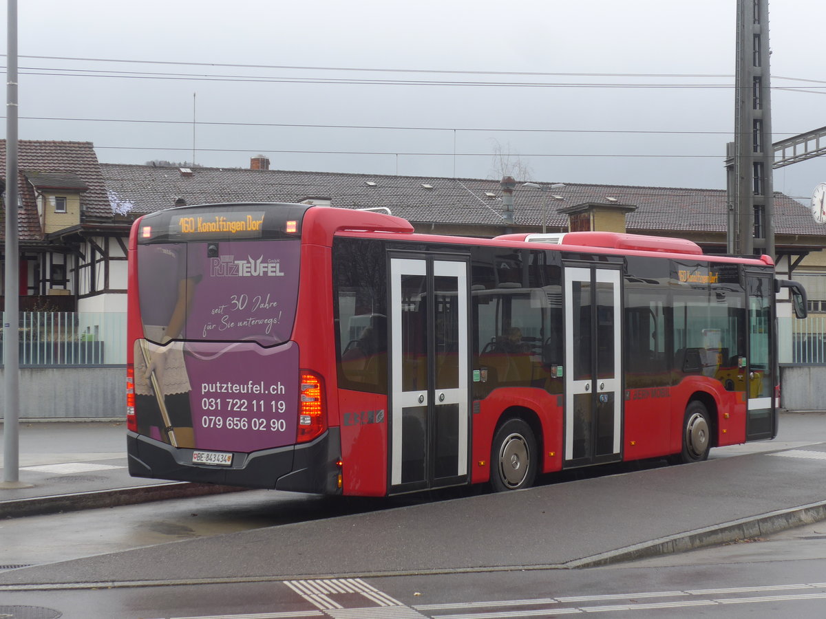 (212'859) - Bernmobil, Bern - Nr. 434/BE 843'434 - Mercedes am 9. Dezember 2019 beim Bahnhof M�nsingen