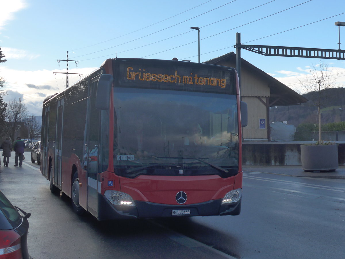 (212'893) - Bernmobil, Bern - Nr. 444/BE 855'444 - Mercedes am 14. Dezember 2019 beim Bahnhof M�nsingen