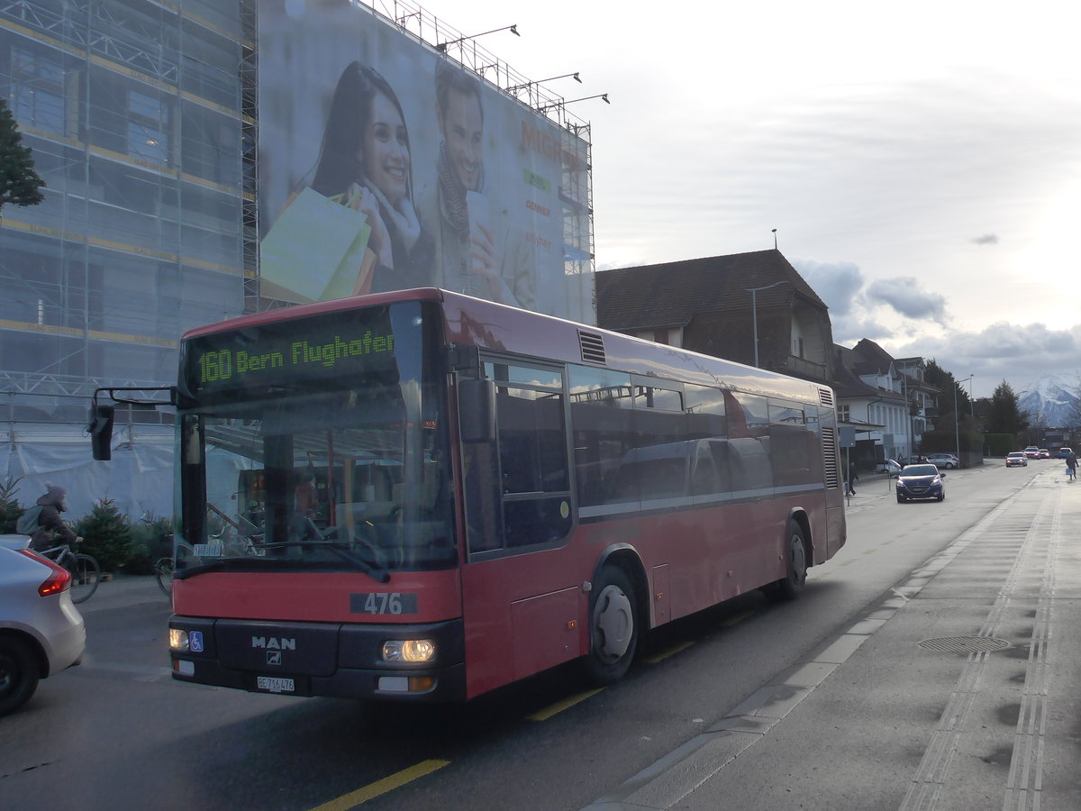 (212'909) - Bernmobil, Bern - Nr. 476/BE 716'476 - MAN/G�ppel (ex Peyer, Niederwangen Nr. 76) am 14. Dezember 2019 beim Bahnhof M�nsingen