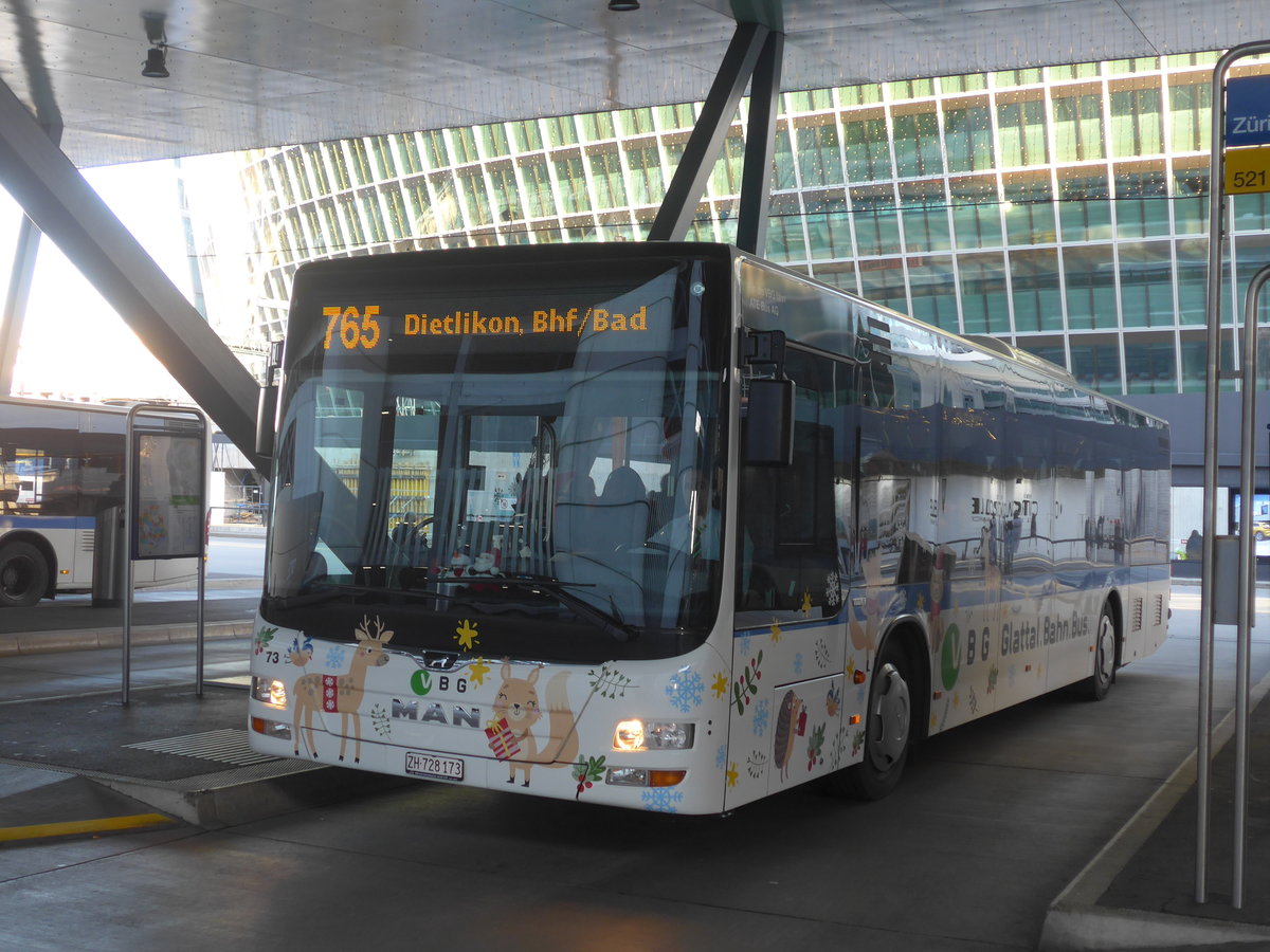 (212'996) - ATE Bus, Effretikon - Nr. 73/ZH 728'173 - MAN am 14. Dezember 2019 in Z�rich, Flughafen