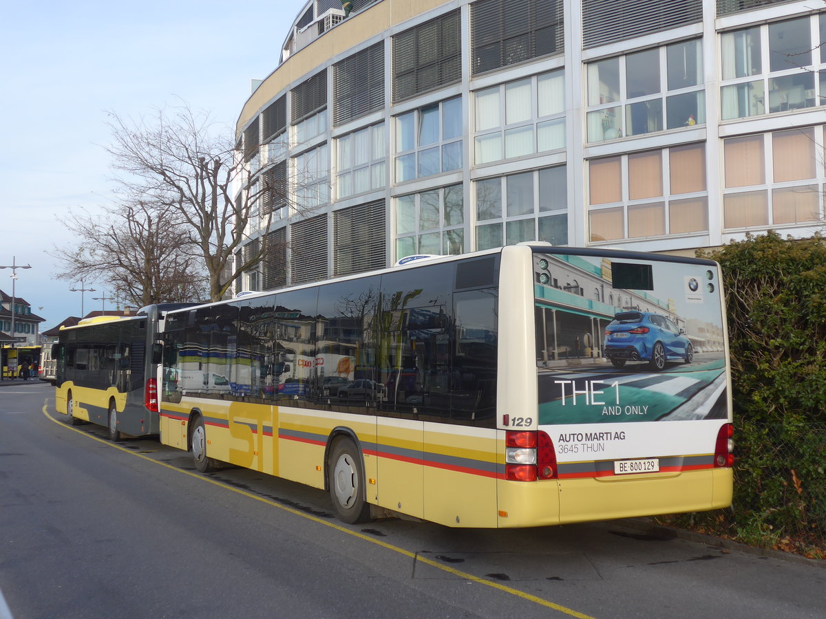 (213'008) - STI Thun - Nr. 129/BE 800'129 - MAN am 16. Dezember 2019 bei der Schiffl�ndte Thun