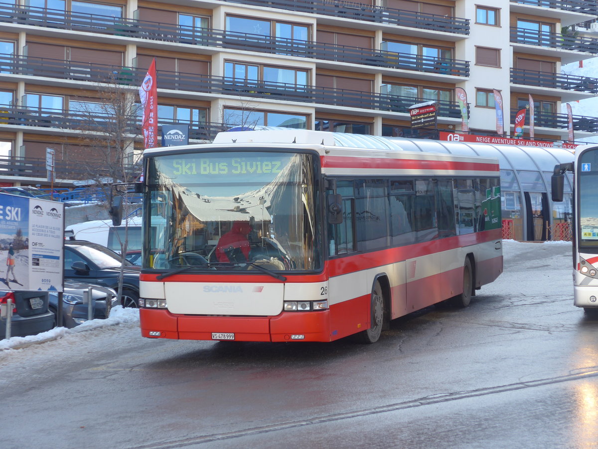 (213'338) - Lathion, Sion - Nr. 26/VS 478'999 - Scania/Hess (ex AAGS Schwyz Nr. 12) am 4. Januar 2020 in Haute-Nendaz, T�l�cabine