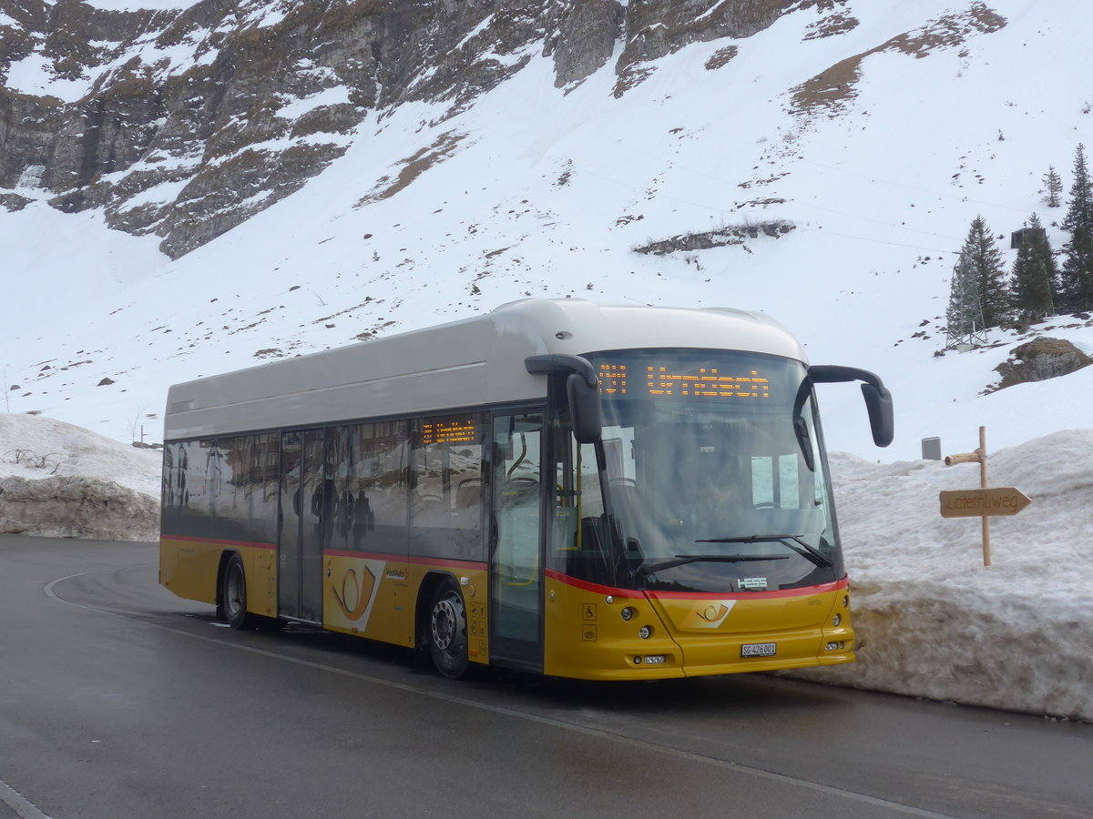(214'013) - PostAuto Ostschweiz - SG 426'001 - Hess am 1. Februar 2020 in Schw�galp, S�ntis-Schwebebahn