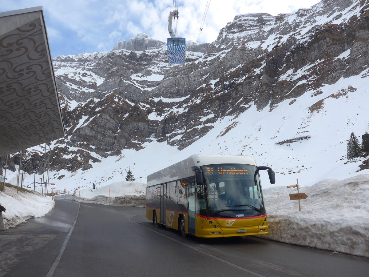 (214'019) - PostAuto Ostschweiz - SG 426'001 - Hess am 1. Februar 2020 in Schw�galp, S�ntis-Schwebebahn