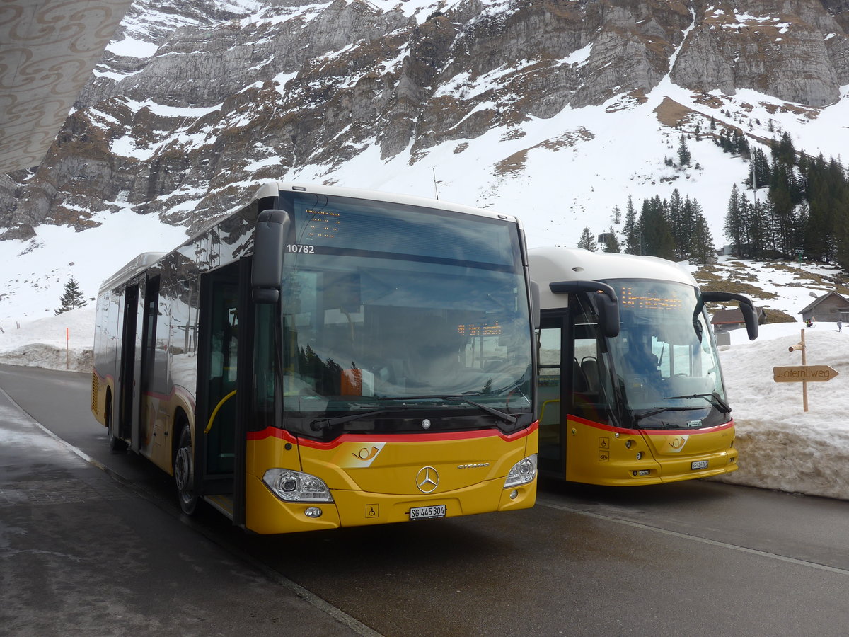 (214'026) - PostAuto Ostschweiz - SG 445'304 - Mercedes am 1. Februar 2020 in Schw�galp, S�ntis-Schwebebahn