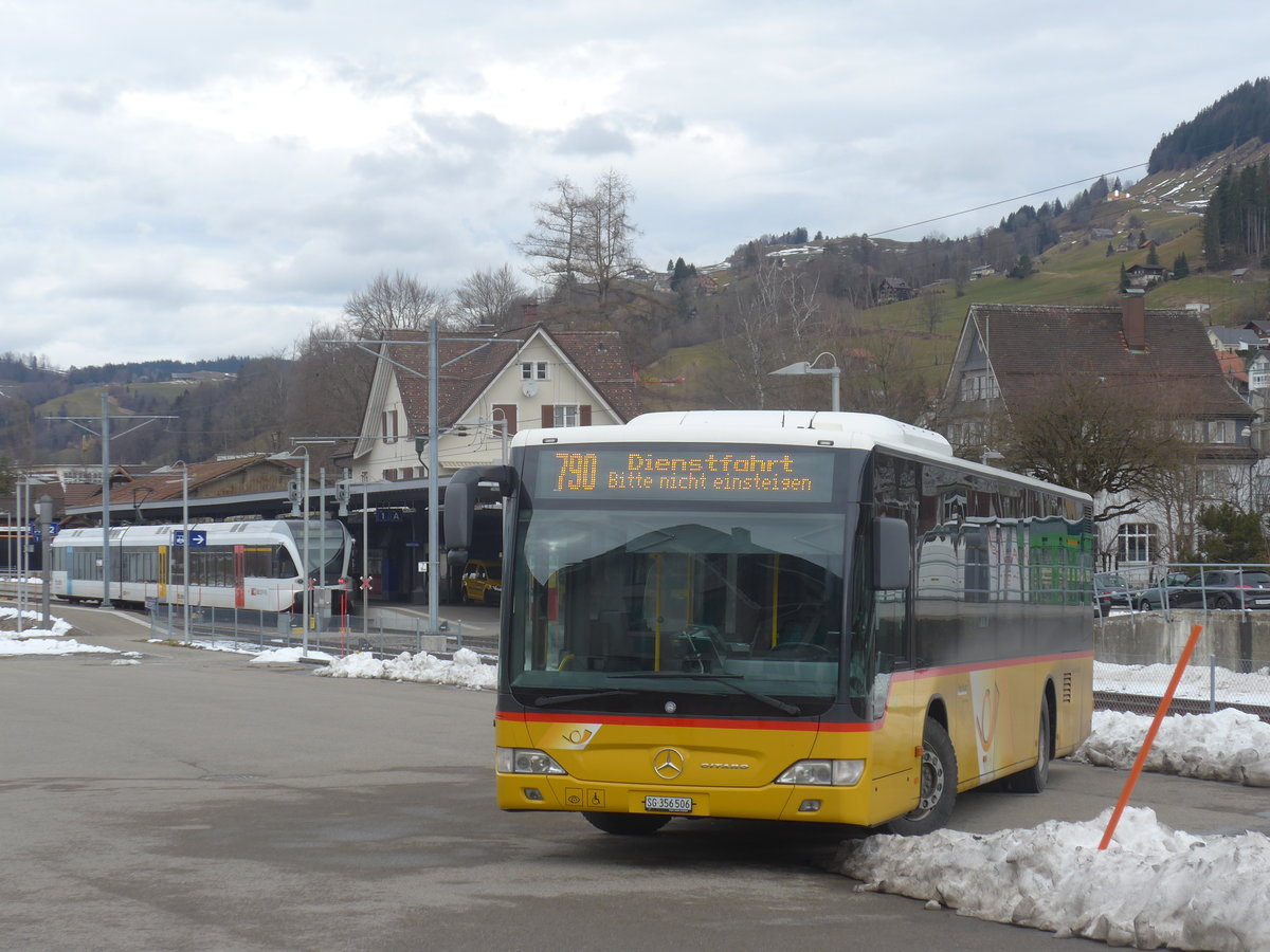 (214'042) - PostAuto Ostschweiz - SG 356'506 - Mercedes (ex Schmidt, Oberb�ren) am 1. Februar 2020 in Nesslau, Garage