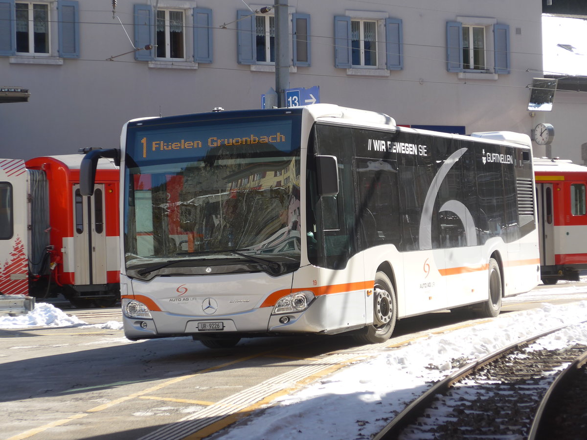 (214'157) - AAGU Altdorf - Nr. 19/UR 9226 - Mercedes am 9. Februar 2020 beim Bahnhof G�schenen