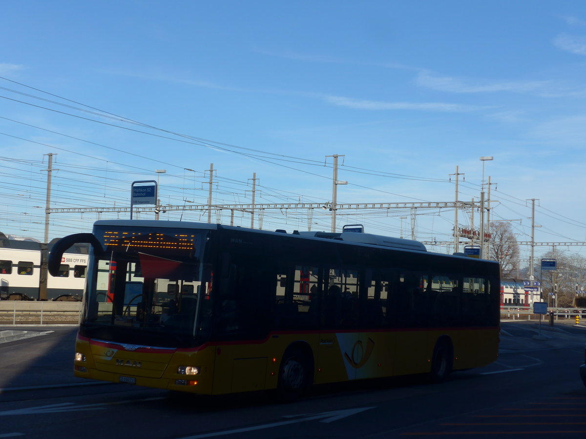 (214'211) - Lienert&Ehrler, Einsiedeln - SZ 110'233 - MAN (ex Schuler, Feusisberg) am 15. Februar 2020 beim Bahnhof Pf�ffikon